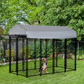 Pawhut 8' x 4' x 6' Large Outdoor Dog Kennel Steel Fence with