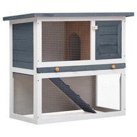 NNEVL Outdoor Rabbit Hutch 1 Door Grey Wood