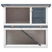 NNEVL Outdoor Rabbit Hutch 1 Door Grey Wood