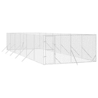 NNEVL Outdoor Dog Kennel Silver 4x12x2 m Galvanised Steel