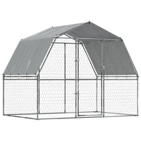 NNEVL Dog Cages 2 pcs with Roof and Door Silver Galvanised Steel
