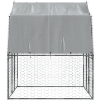 NNEVL Dog Cages 2 pcs with Roof and Door Silver Galvanised Steel
