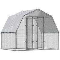 NNEVL Chicken Cages with Roof and Door Silver Galvanised Steel