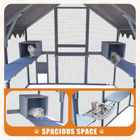 Outdoor Cat House Cat Enclosures 110" Large Kitten Playpen with