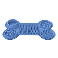 NNEDSZ Blue Silicone Pet Licking Mat Slow Feeder Pad with Strong Suction and Foldable Design, Heat Resistant -40°C to 240°C, for Dogs and Cats