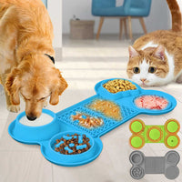 NNEDSZ Blue Silicone Pet Licking Mat Slow Feeder Pad with Strong Suction and Foldable Design, Heat Resistant -40°C to 240°C, for Dogs and Cats