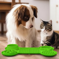 NNEDSZ Blue Silicone Pet Licking Mat Slow Feeder Pad with Strong Suction and Foldable Design, Heat Resistant -40°C to 240°C, for Dogs and Cats