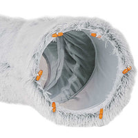 NNEDSZ Grey Luxury Plush Cat Bed with Hidden Tunnel - Soft Round Pet Bed for Cats and Small Dogs